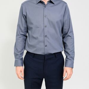 Romon Grey Fleece Lined Dress Shirt Size 42(18N) NWT